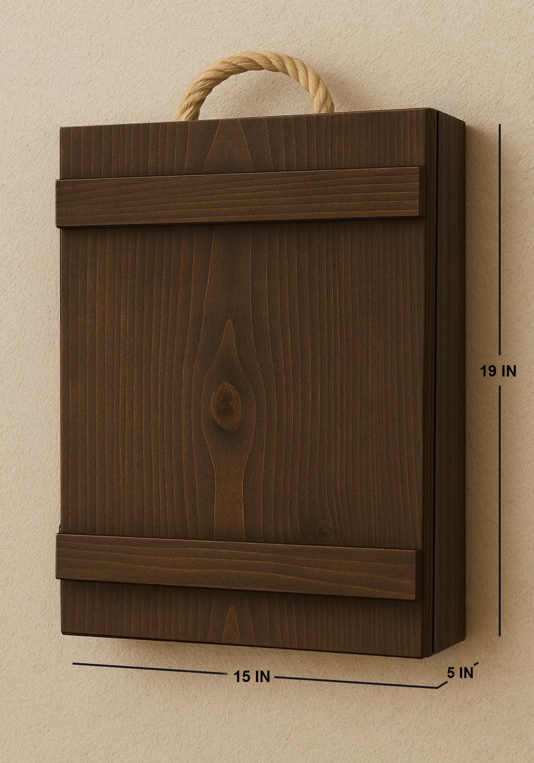 Weekend Hunters Wall Mounted Liquor Cabinet with Fold Down Table | Rustic Wooden Murphy Bar Cabinet with Glass Holder & Storage Shelves | Space Saving Wall Bar for Home, Kitchen, Living Room (Brown) 2