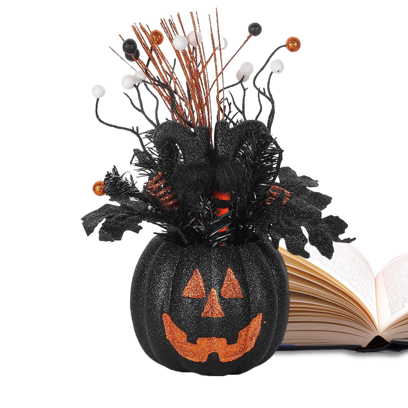 Ornement de table de citrouille d'Halloween figurines noires extérieur