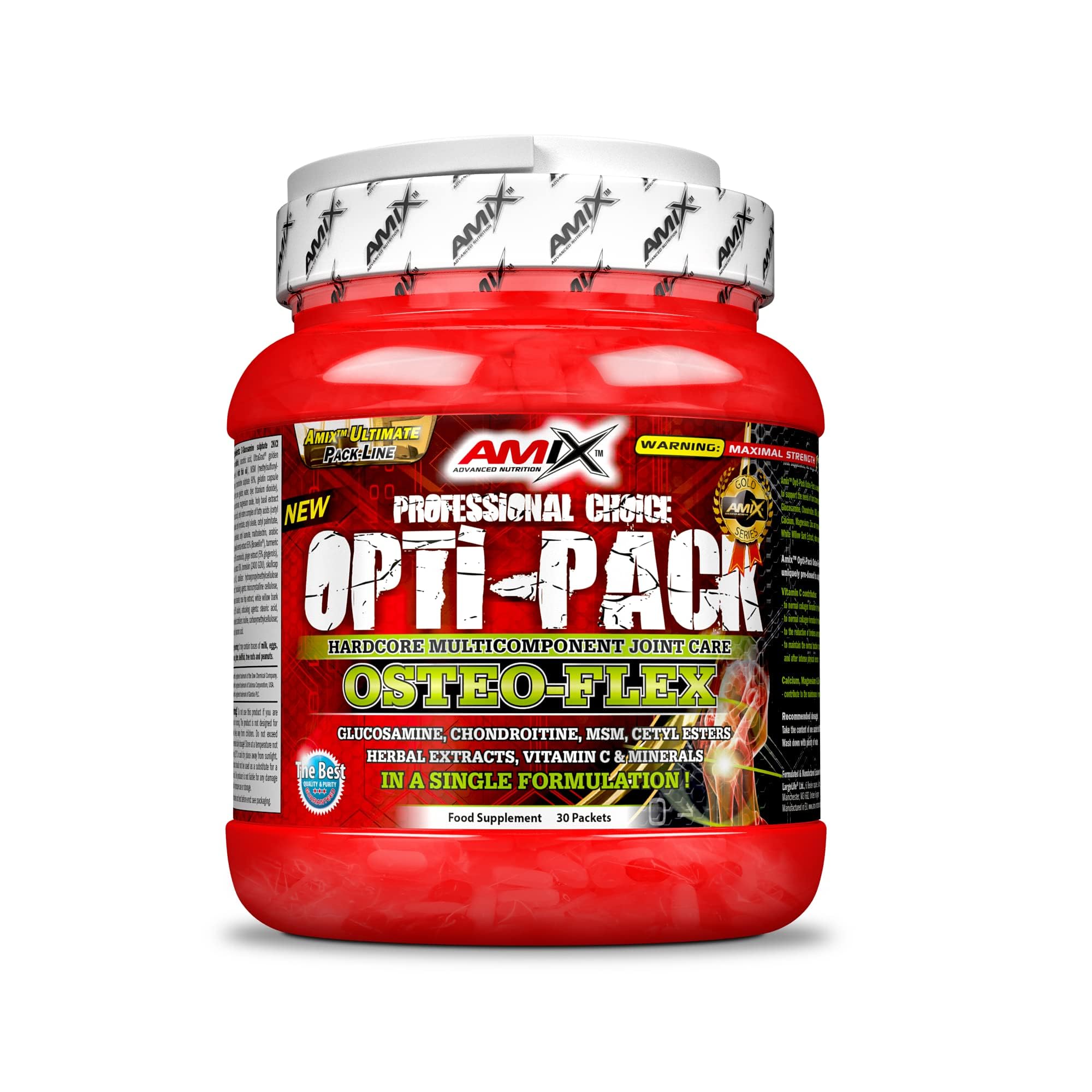Amix- Opti-Pack Osteo Flex - 30 Bolsas - Sustancias totalmente naturales - Protege los tejidos conuntivos y cartilaginosos de las articulaciones