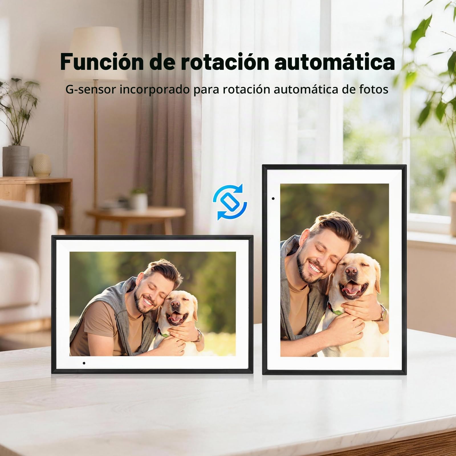 Marco de Fotos Digital con WiFi, 10,1 Pulgadas, 1280×800P, Rotación Automática, 32 GB, Marco de Fotos Digital Que Permite Compartir Fotos de Forma Fácil e Instantánea con la Aplicación AiMOR