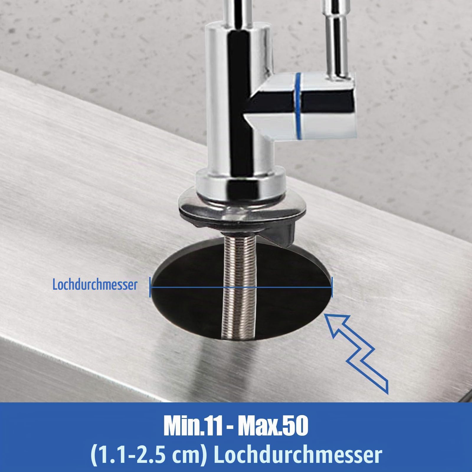 GAESHOW Verchromt Umkehrosmose Wasserhahn, RO Trinkwasser Filter Küchenarmatur, Edelstahl Wasserfilter Wasserhahn, Hals Trinkwasser Filter Küchenarmatur