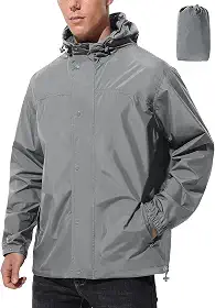 Jaqueta de chuva masculina leve, impermeável, corta-vento, embalável, com capuz para golfe, corrida, caminhada, viagem