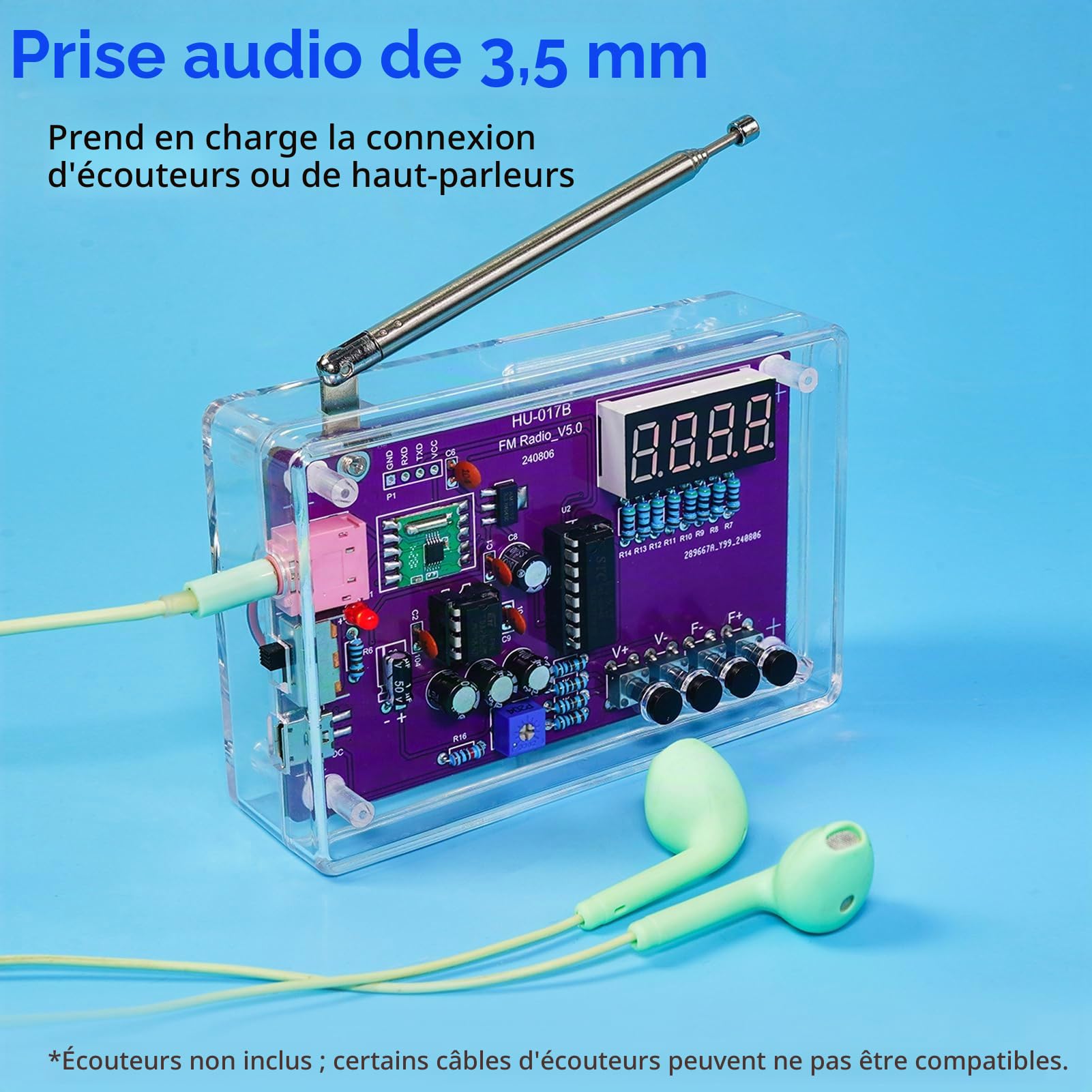 Kit radio FM, kit d'entraînement à la soudure électronique DIY Kit de soudure Module radio récepteur Kit 87-108 MHz (avec étui)