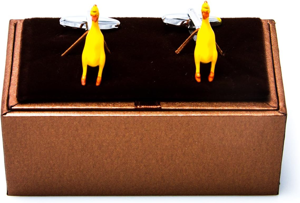 MRCUFF Rubber Chicken Cufflinks in a Presentation Gift Box & Polishing Cloth