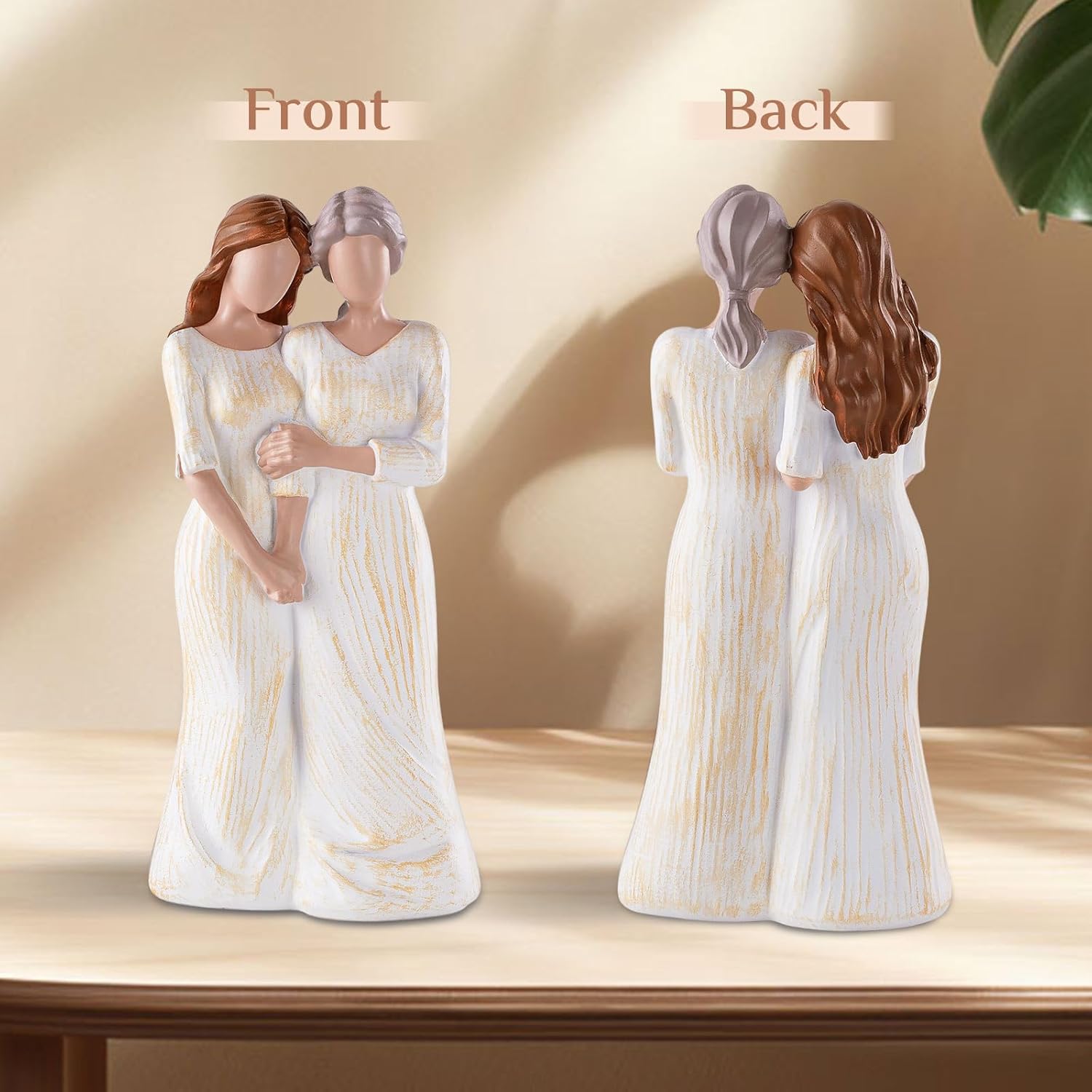Storieme Mom Birthday Gifts from Daughter: 7.7" Hand-Painted Mother Daughter Resin Figurine Statue - Sentimental Mothers Day Home Shelf Decor for Women