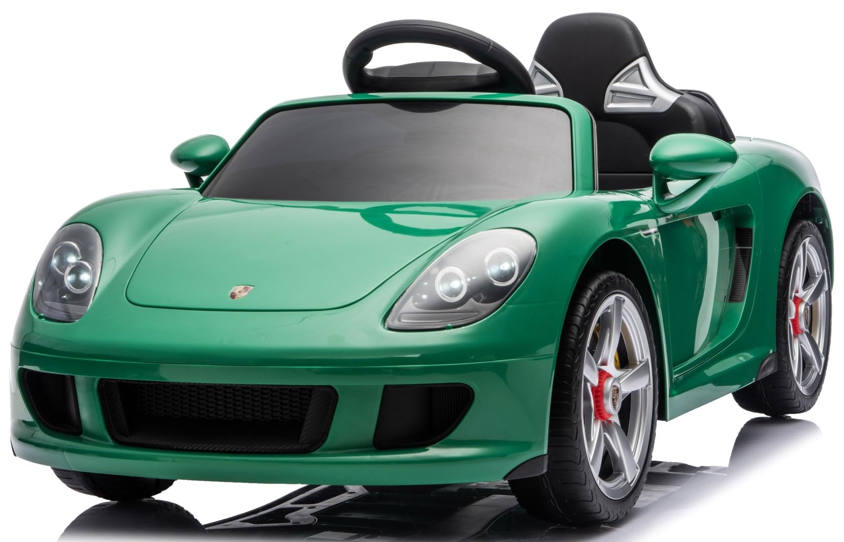 SUN BABY Porsche Carrera GT Cabrio, Auto elektryczne, Jeździk - Zielony | Pilot, 2 silniki 390, MP3, amortyzatory, pasy bezpieczeństwa, otwierane drzwi, 2 biegi, 3–5 km/h, akumulator 12V 4,5Ah