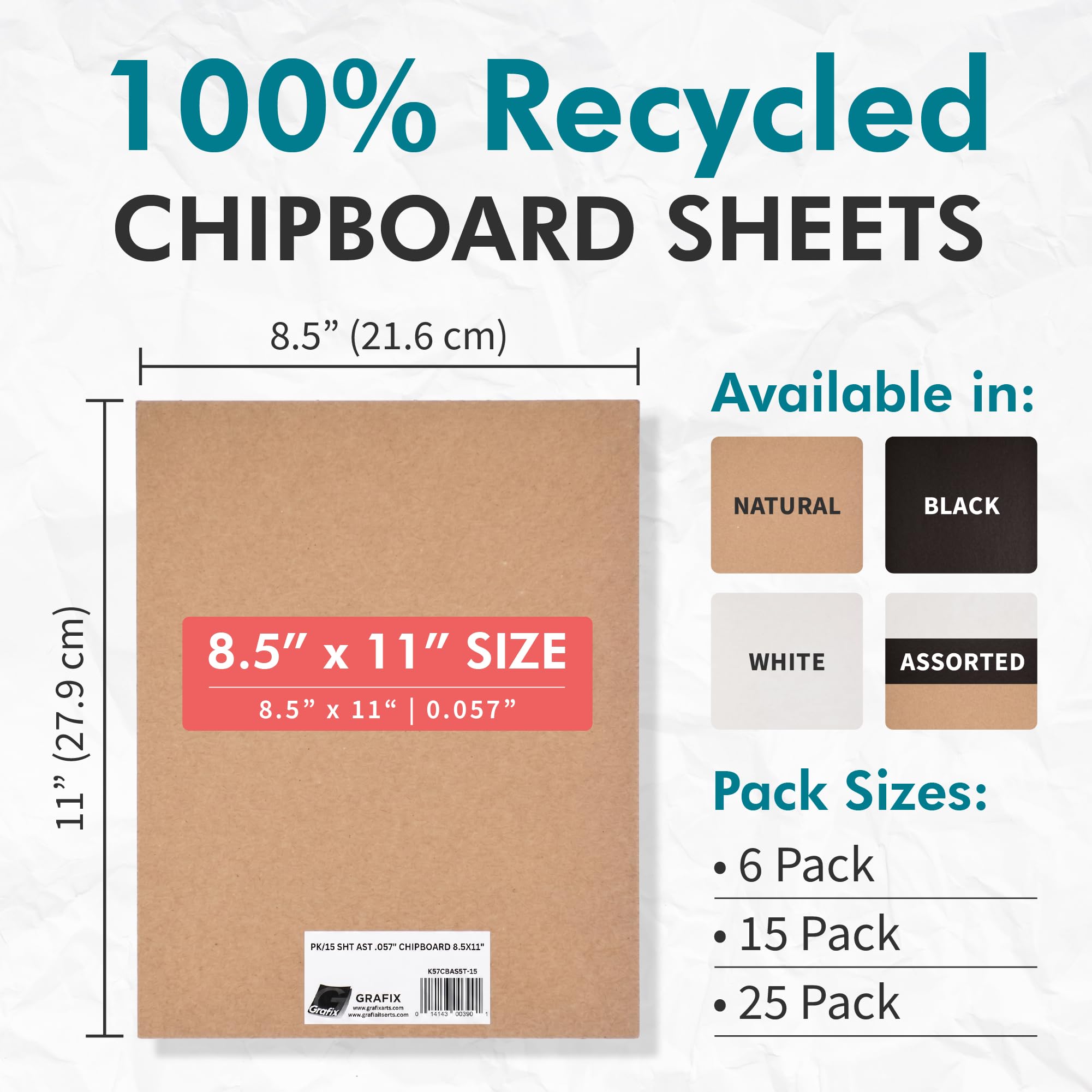 Grafix Mittelschwere Spanplatte – 21,6 x 27,9 cm, sortiert, säurefrei, 0,1 cm Blätter, erstellen Sie dreidimensionale Verzierungen für Karten, Papierbastelarbeiten, gemischte Medien, Heimdekoration