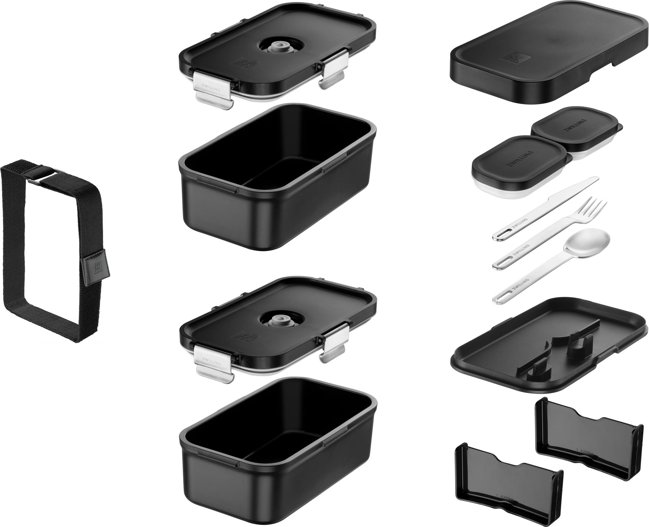 ZWILLING FRESH & SAVE - Fiambrera para llevar con cubiertos de acero inoxidable, irrompible, función de vacío, color negro