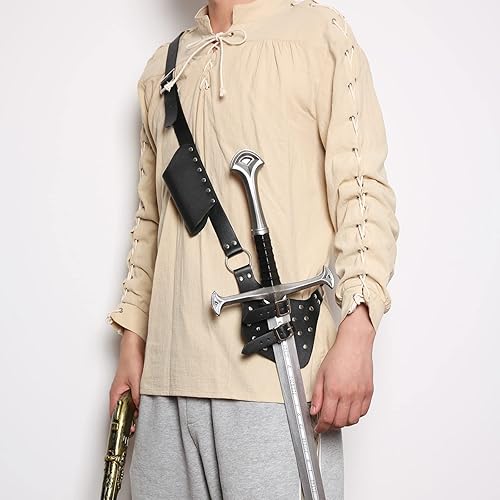 Miniatura 4 de HZMAN NegroMarrón Ajustable Espada Rana Espada Medieval Espada Holster LARP Ropa Accesorio Rana Espada Correa