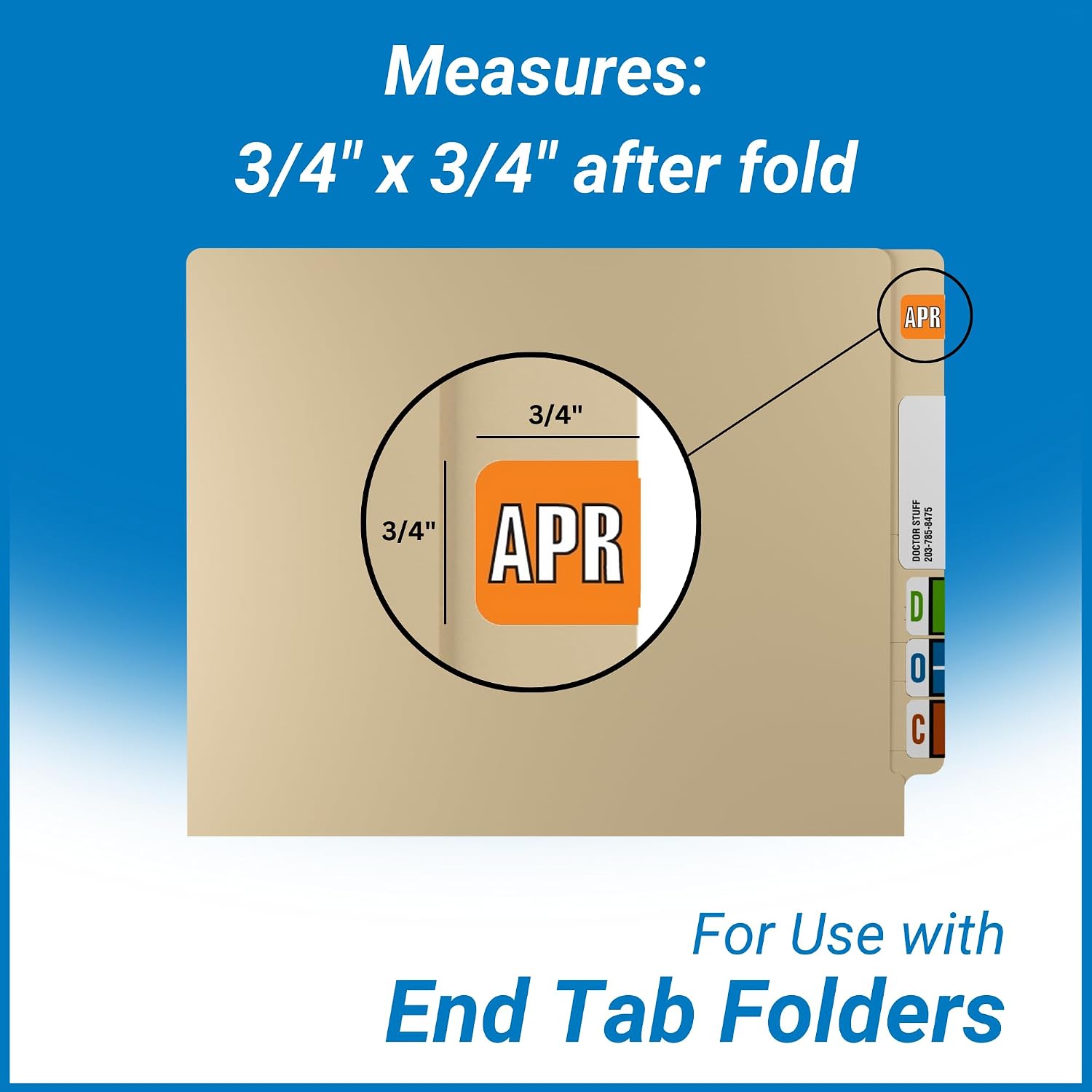 Doctor Stuff - File Folder Month Labels, April, Sycom End Tab Match - SYET Series Stickers, Orange, 3/4" x 1-1/2", 252/Pack