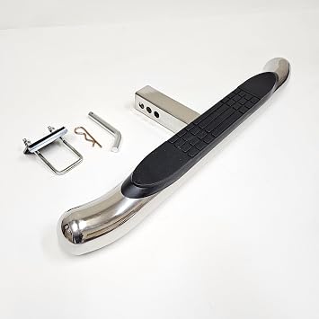 LEDIN for 2" Receiver Truck RV SUV Heavy Duty Steel Tow Hitch Step Bar Bumper Guard Protect Chrome 28x3 Polish Anti Slip Pad Round Curved Ends