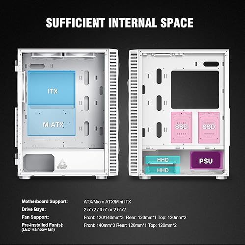 Miniatura 3 de Montech - 6 unidades de malla X3, 3 ventiladores fijos de 140 mm y 3 ventiladores fijos de 120 mm con iluminación RGB, carcasa ATX de media torre