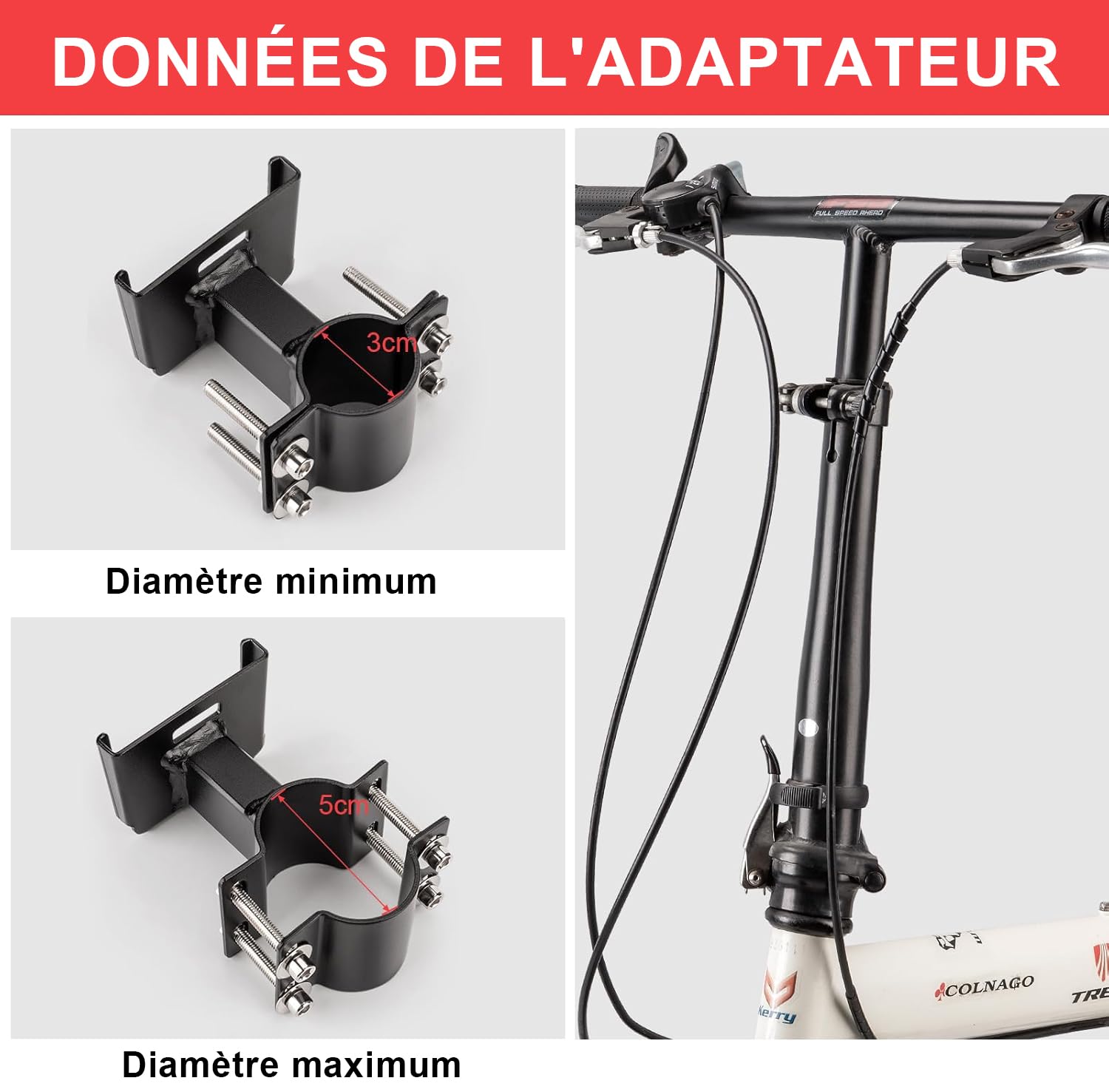 CXWXC Panier de trottinette avec poignée - Panier avant amovible rapide pour trottinette électrique - Panier de vélo avec support fixe - Convient pour vélos pliants, trottinettes à pédale et à genoux