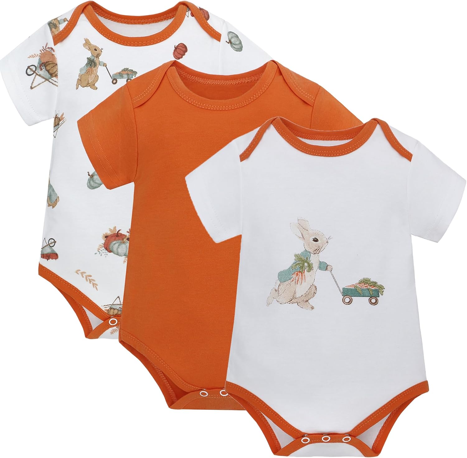 LAT 3 Pcs Baby Footie Pajamas,Infant Girls Boys One-Piece Footies Sleeper Newborn Cotton Sleepwear Outfits,zipper design