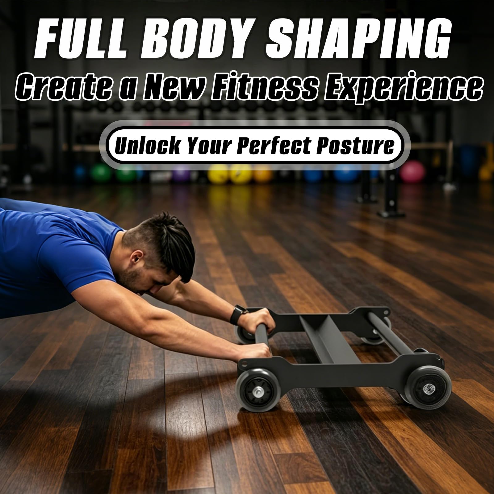 Rullo Addominali, Core Trainer con 2 Elastici Fitness e Ruote Silenziose Barra a V per Ischiocrurali e Allenamento Full Body Attrezzi Palestra in Casa per Addome e Gambe Ab Roller