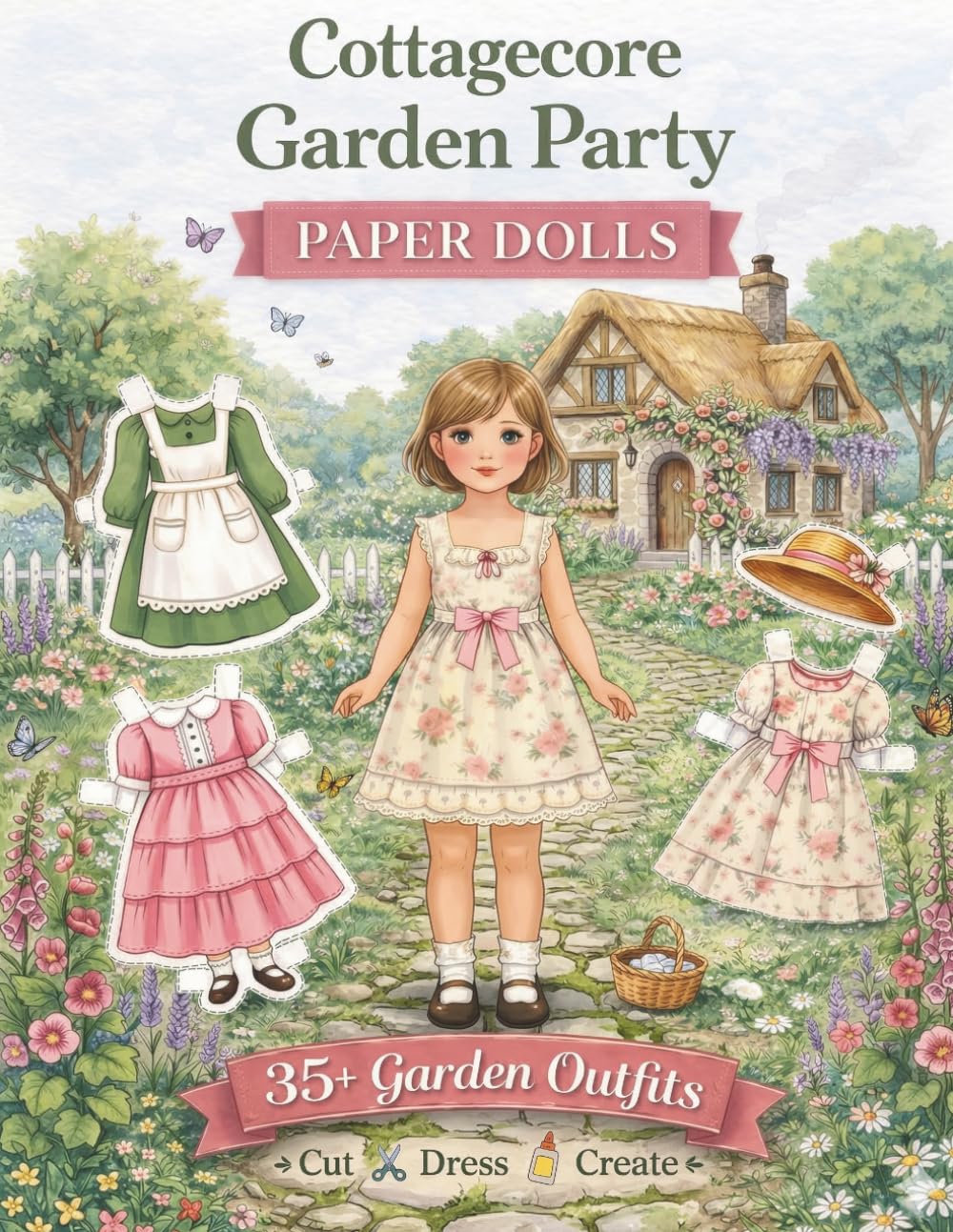 Cottagecore Garden Party Paper Dolls: Cut, Dress and Create 35+ Cottagecore Garden Outfits