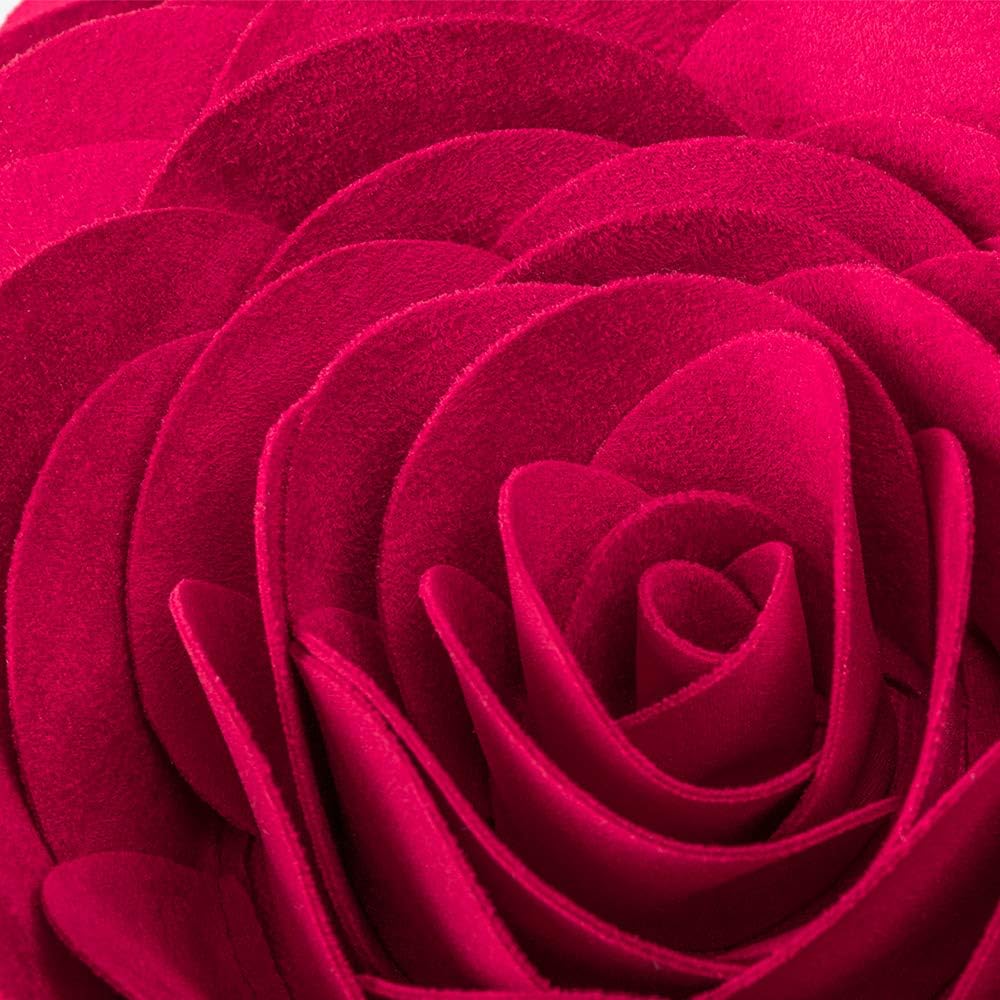 KINGROSE 3D Rose Flower Home Decorative Throw Pillow Suede Soft Cushion for Sofa Chair Living Room 13 Inches Round Rose Red