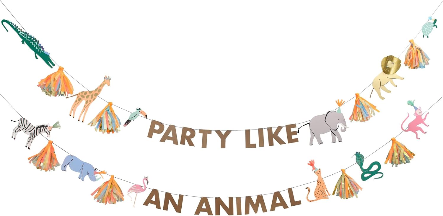 Meri Meri Party Like An Animal Large Party Banner (Pack of 1), 12.5' Party Garland Including Excess Cord