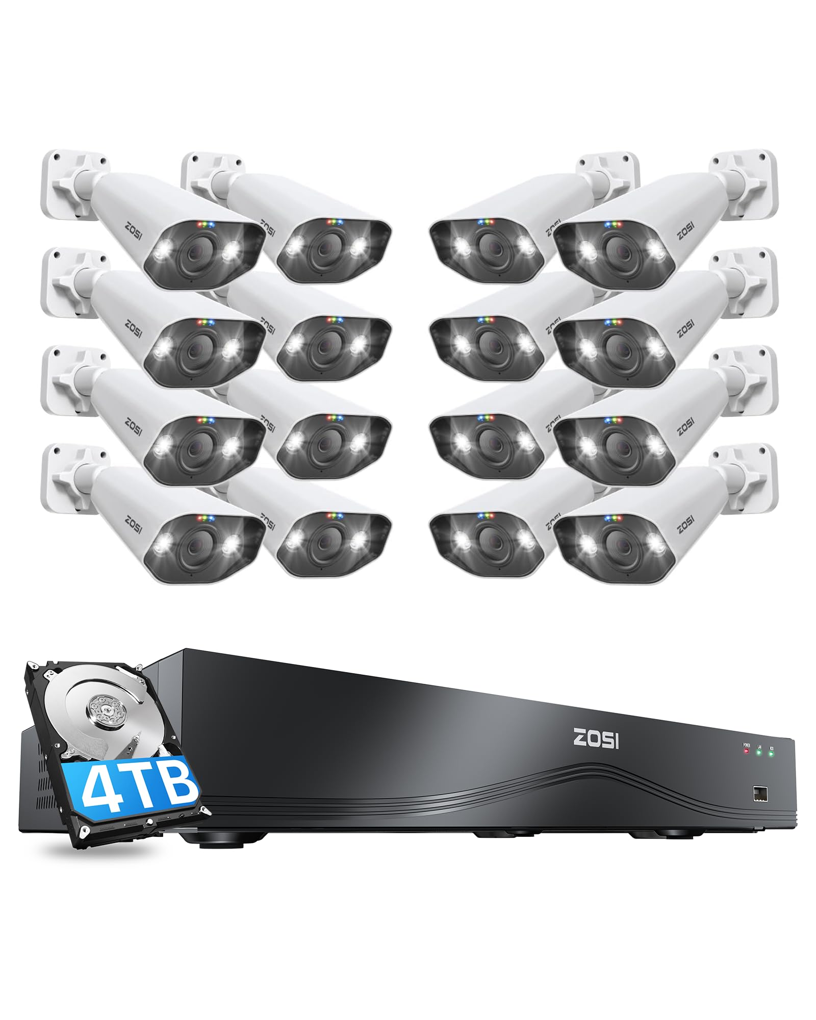 ZOSI ZR16HK poe防犯レコーダー 16ch 4TB内蔵 800万画素 Zosi 4K 16 Channel Network Video Recorder 24/7 Recording PoE NVR
