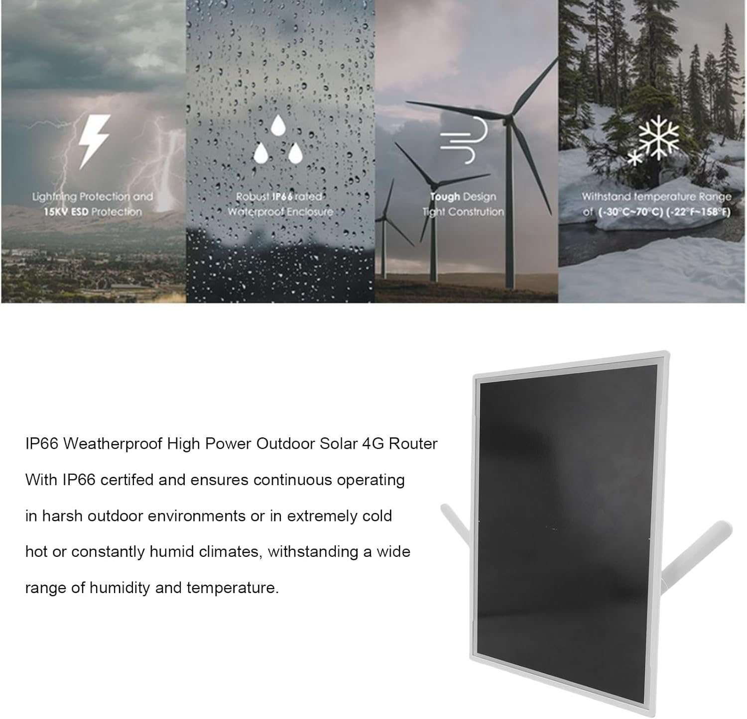 CUIFATI Solar WiFi 4G LTE Modem Router, with 15W Solar Panel and 20000mAh Battery, 164ft WiFi Range, LAN Port, Stable 300Mbps Connection, Compatible with 2.4G Routers