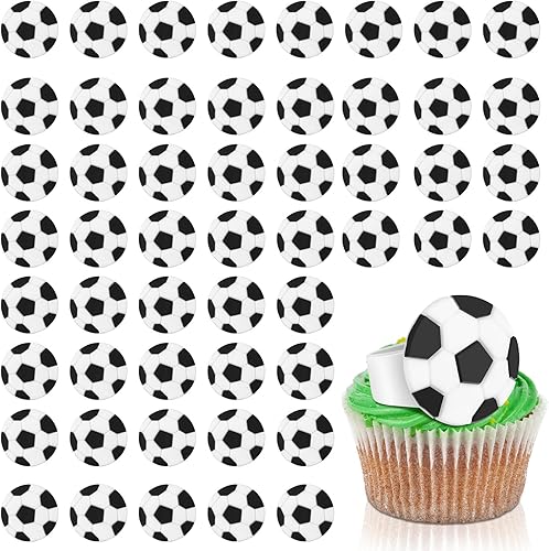 48 anillos de fútbol para decoración de cupcakes de fútbol, decoraciones de fiesta deportiva, anillos de magdalena para niños, cumpleaños, juegos de