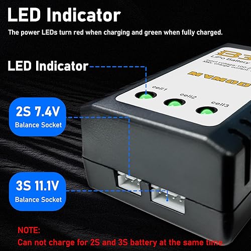 Miniatura 6 de Batería LiPo 3S con kit de cargador, batería Lipo de 2200 mAh 35C 11.1 V con conector Dean-T para avión RC RC Quadcopter helicóptero Drone FPV, con