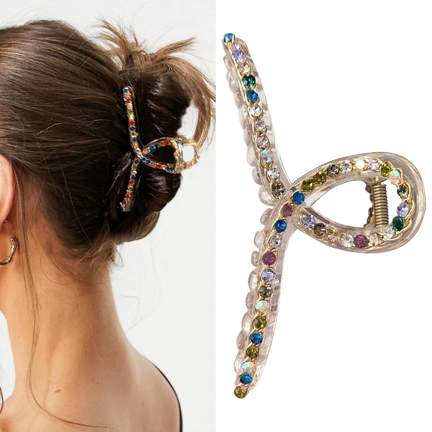 VOTACOS Rhinestone Hair Claw Clips Colorful Crystal Hair