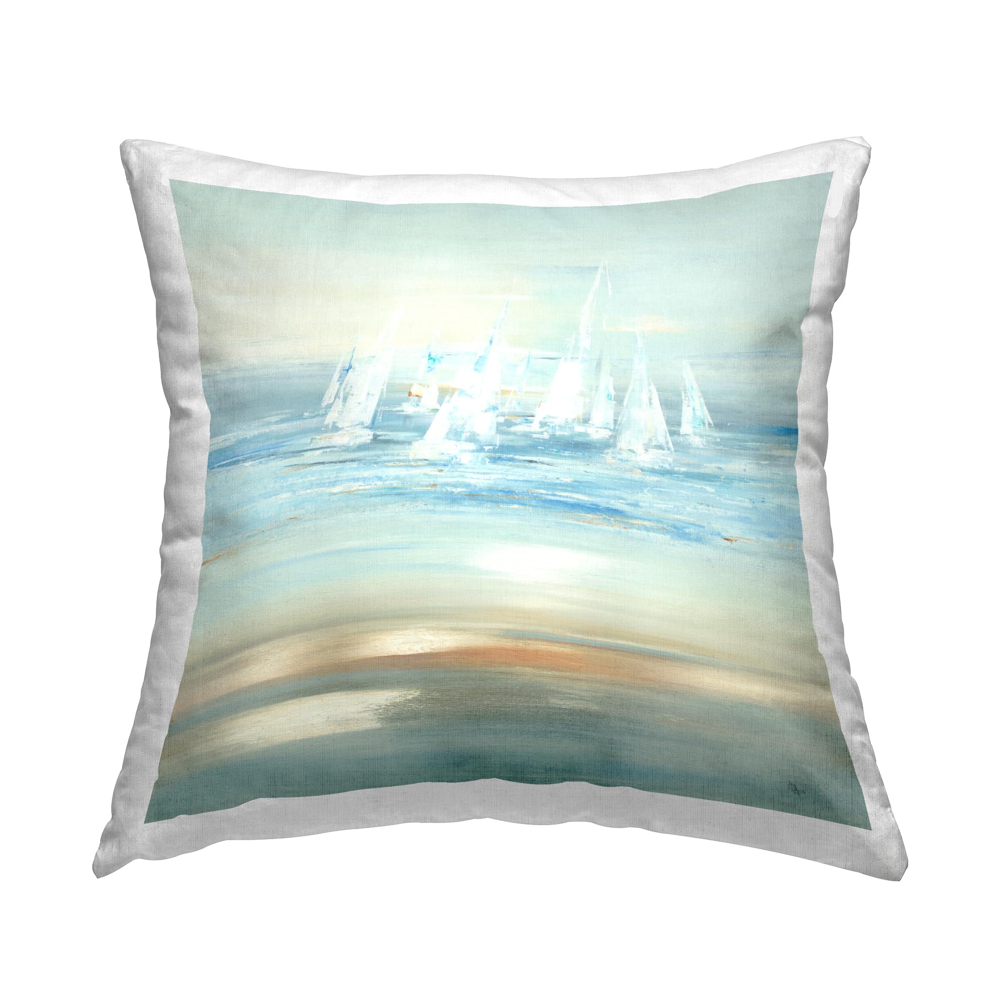 Stupell IndustriesSailboat Fleet Nautical View Design by Lisa Ridgers Throw Pillow, 18 x 18, Blue