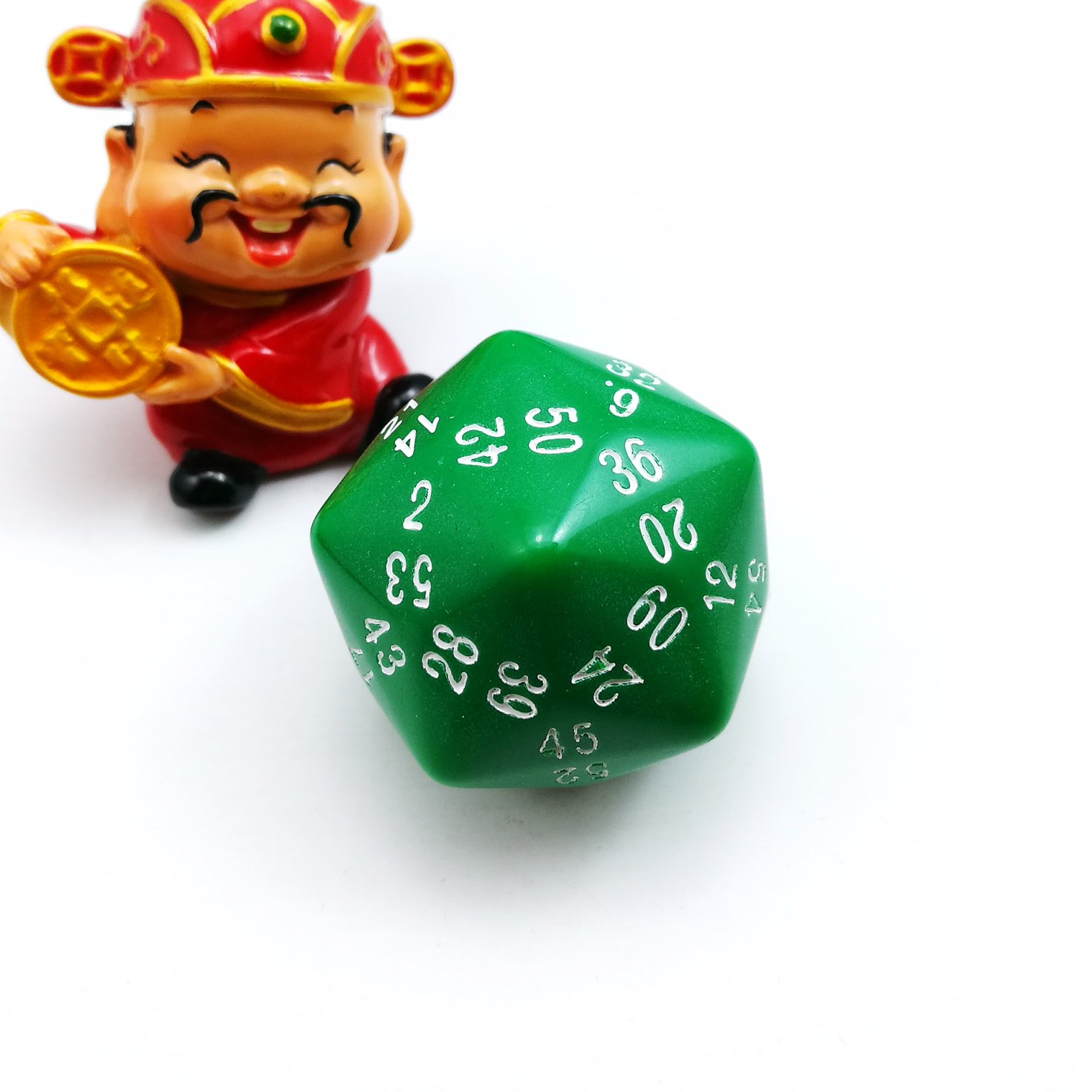 Bescon Sixty-Sided 60 Sides Dice, 60-Sided D60 35mm Large Gaming Dice -Opaque Green Color with White Numbers โ image 1