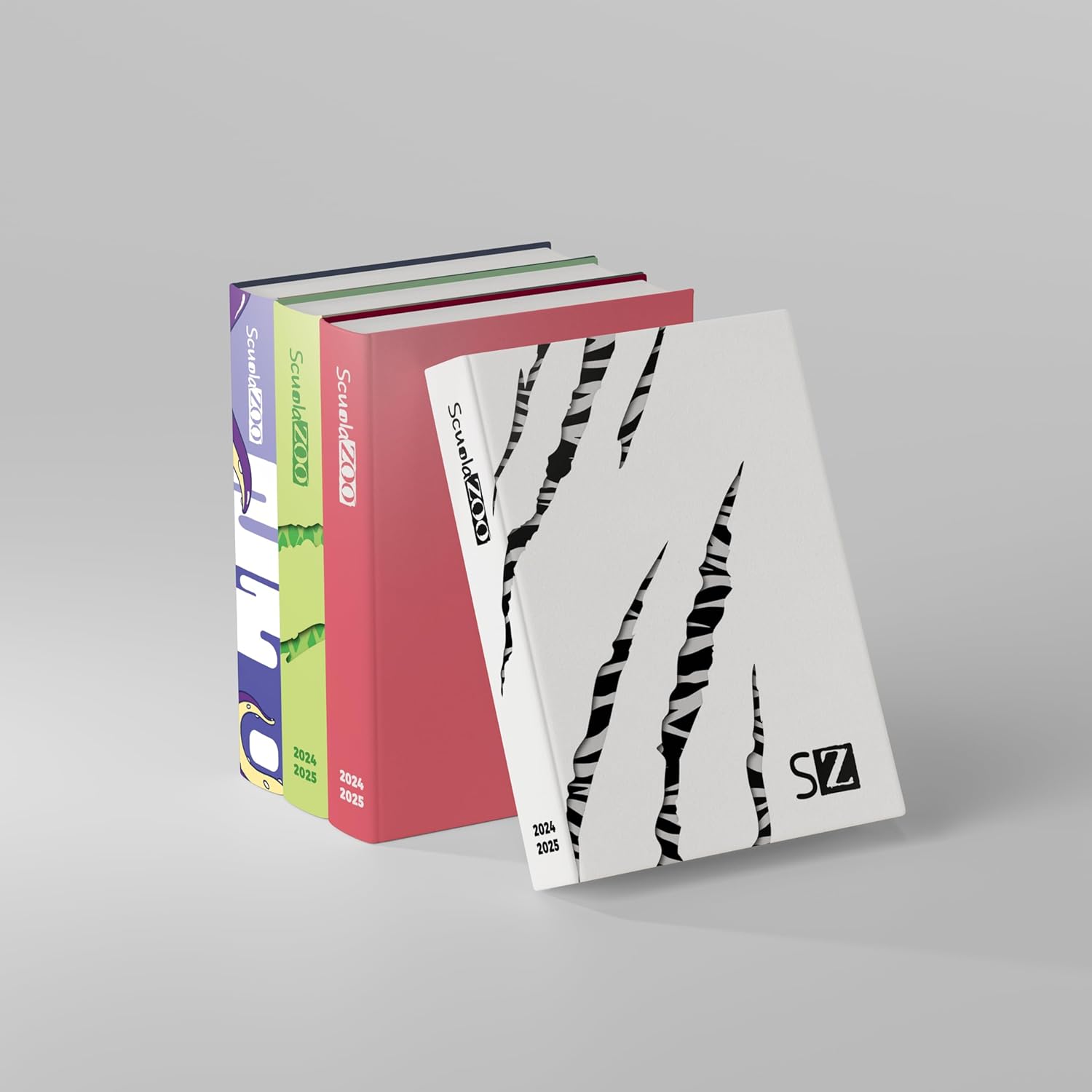 ScuolaZoo 2024-2025 School Diary with Memes and Stickers, Available with 6 Covers and 2 Sizes (White/Zebra,13 x 17 cm)