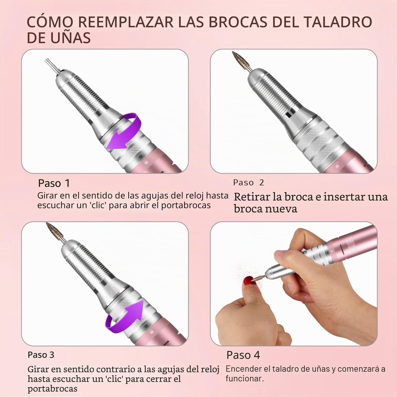 Torno para Uñas Profesional 35000RPM, AZ GOGO Pórtatil ＆ Recargable Torno Uñas Inalambrico para Manicura y Pedicura con 6 Brocas y Pantalla LCD, Lima Electrica para Gel o Acrilicas