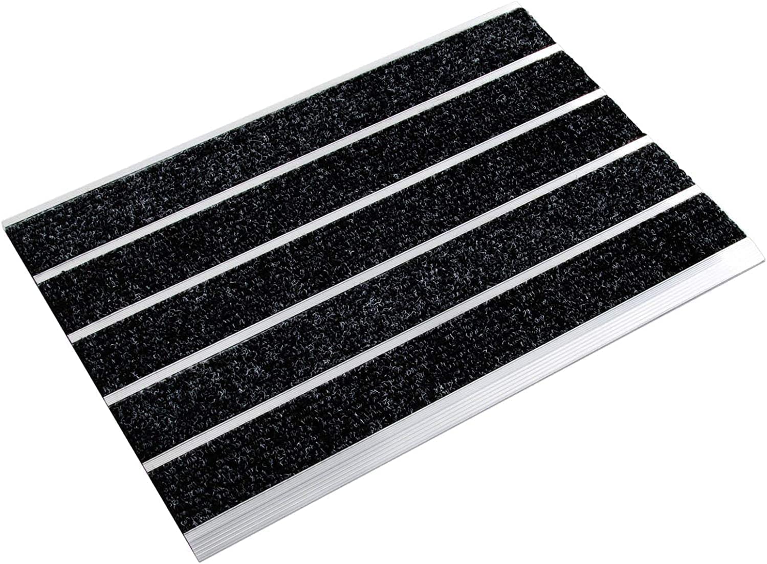 Floordirekt Aluminiummatte | Select Mat Ribbed | Textilfaser-Streifen | Schmutzfangmatte für Innen- und Außenbereich | Fußmatte mit Grobfasern (42 x 60 cm)