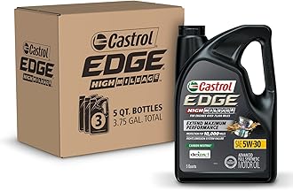 Castrol15906E-3PK 03128C Edge High Mileage 5W-30 Advanced Full Synthetic Motor Oil, 5 Quart, 3 Pack