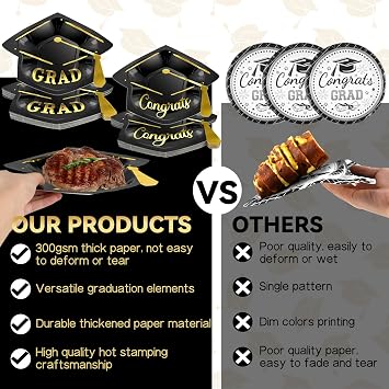 2026 Graduation Plates and Napkins Set, Disposable Tableware, Serves 50