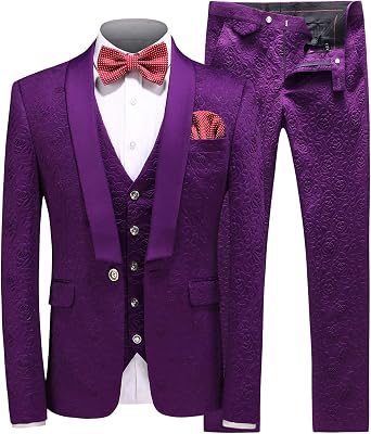Mens Suits 3 Piece Set Tuxedo Blazer Vest and Pants Slim Skinny Fit Formal Suit for Wedding Prom Black White Red Blue