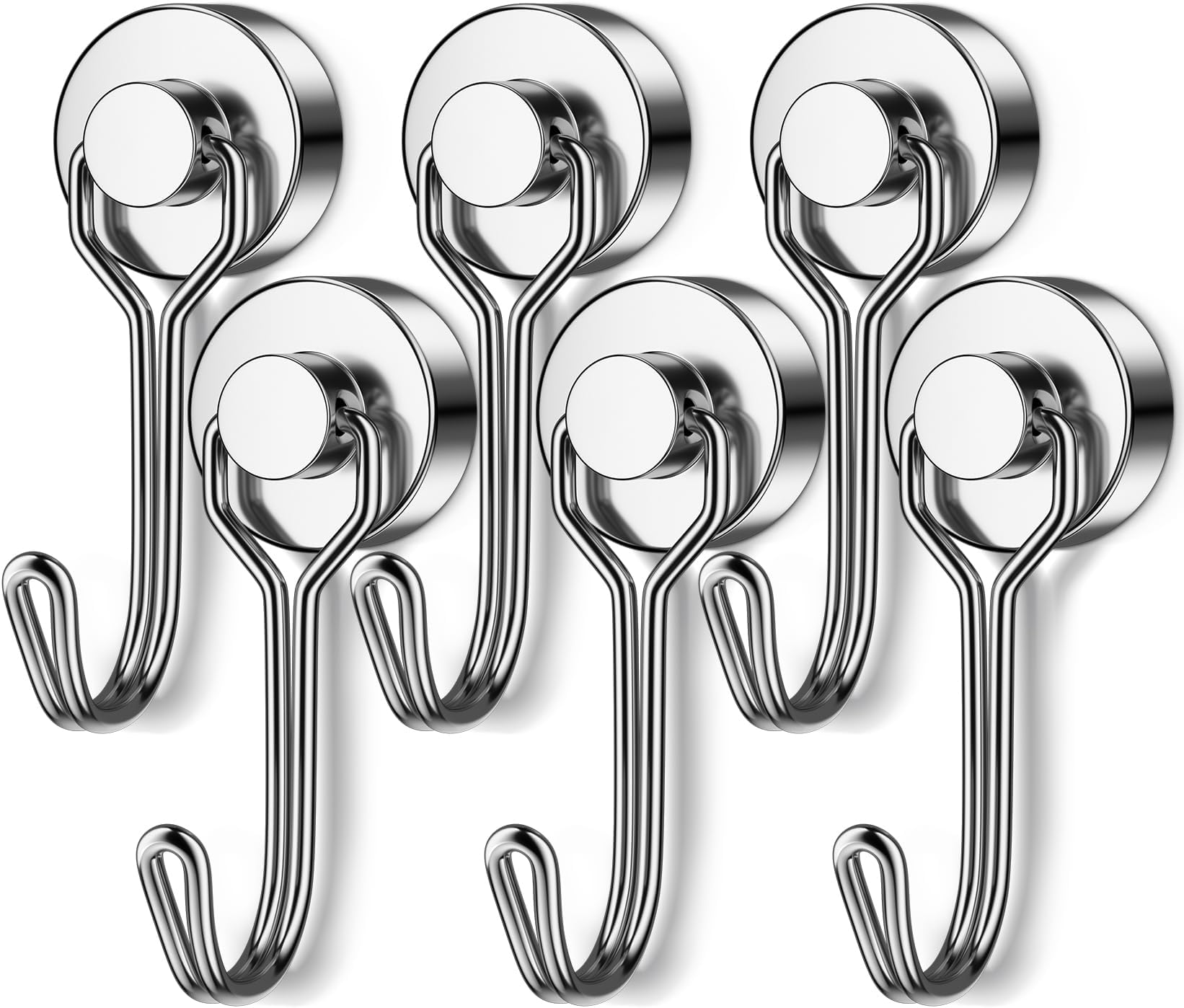 6Pack Magnetic Hooks Heavy Duty, 25LBS Strong Neodymium Magnet Hooks, Swivel Swing Magnetic Hooks for Hanging, Magnet Hooks for Cruise Cabins, Kitchen, Home, Office, Garage, Grill