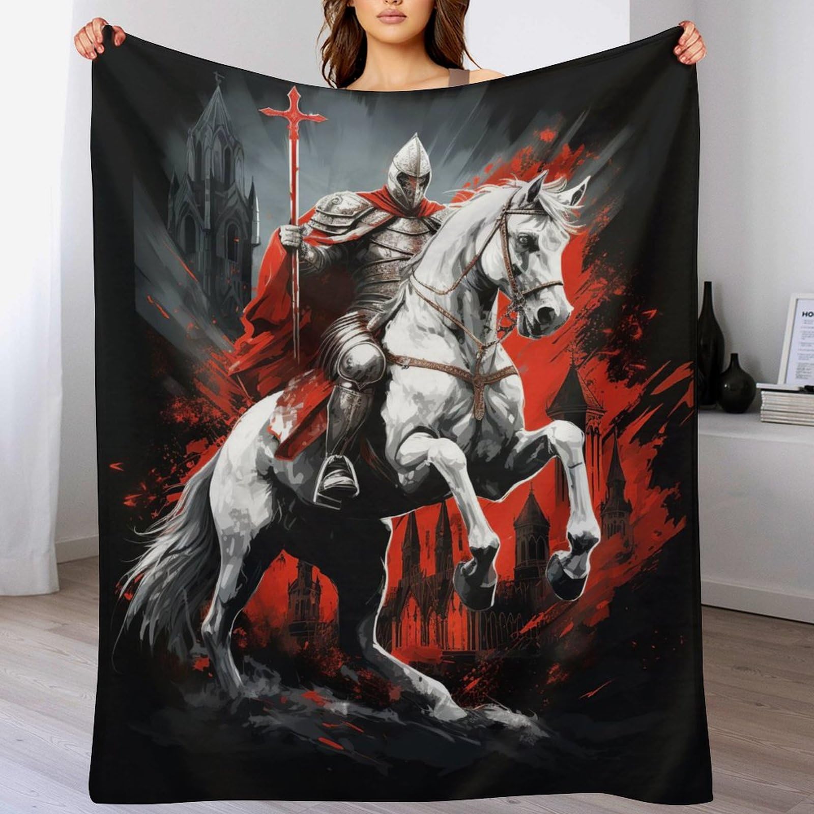 Couverture luxe motif cheval en polaire supérieure 150x200cm pour couvre-lit