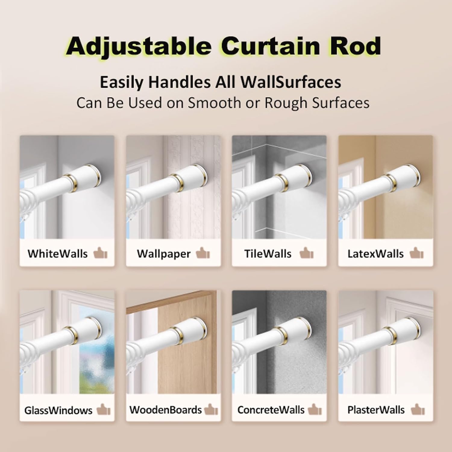Adjustable Drapery Rods Heavy Duty Curtain Rod Room Divider Curtain Poles No Drilling Single Window Rods for Wardrobe Bathroom(Gray,420-490cm)