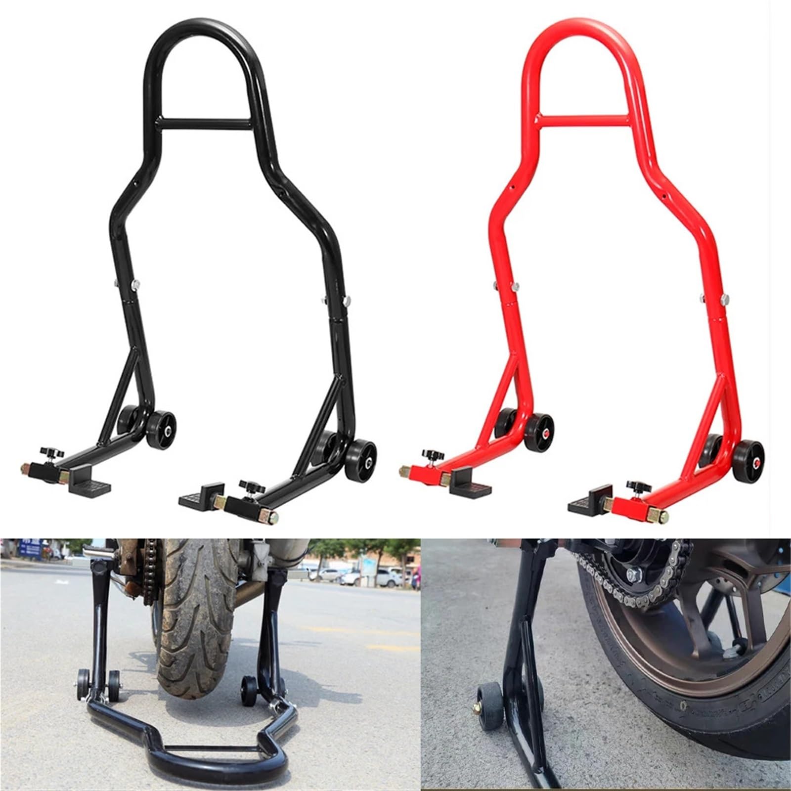 podpórka motocyklowa Motocykl Czarny/Czerwony Kompletny Tylny Podpórka Koła Podstawka Koła Auto Aheel Rama Podporowa Narzędzie Do Naprawy Opon(Red)