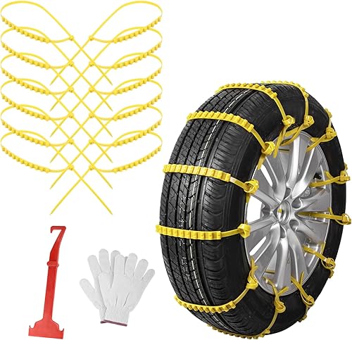 Miniatura 8 de Qoosea Cadenas de neumáticos para nieve para automóvil y SUV, eslabones cruzados, resistentes, 6 cadenas universales antideslizantes