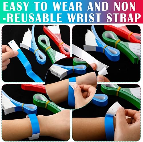 Miniatura 7 de Paquete de 2400 pulseras de papel a granel de color neón impermeables para fiestas ligeras adhesivas para conciertos eventos fiestas identificación