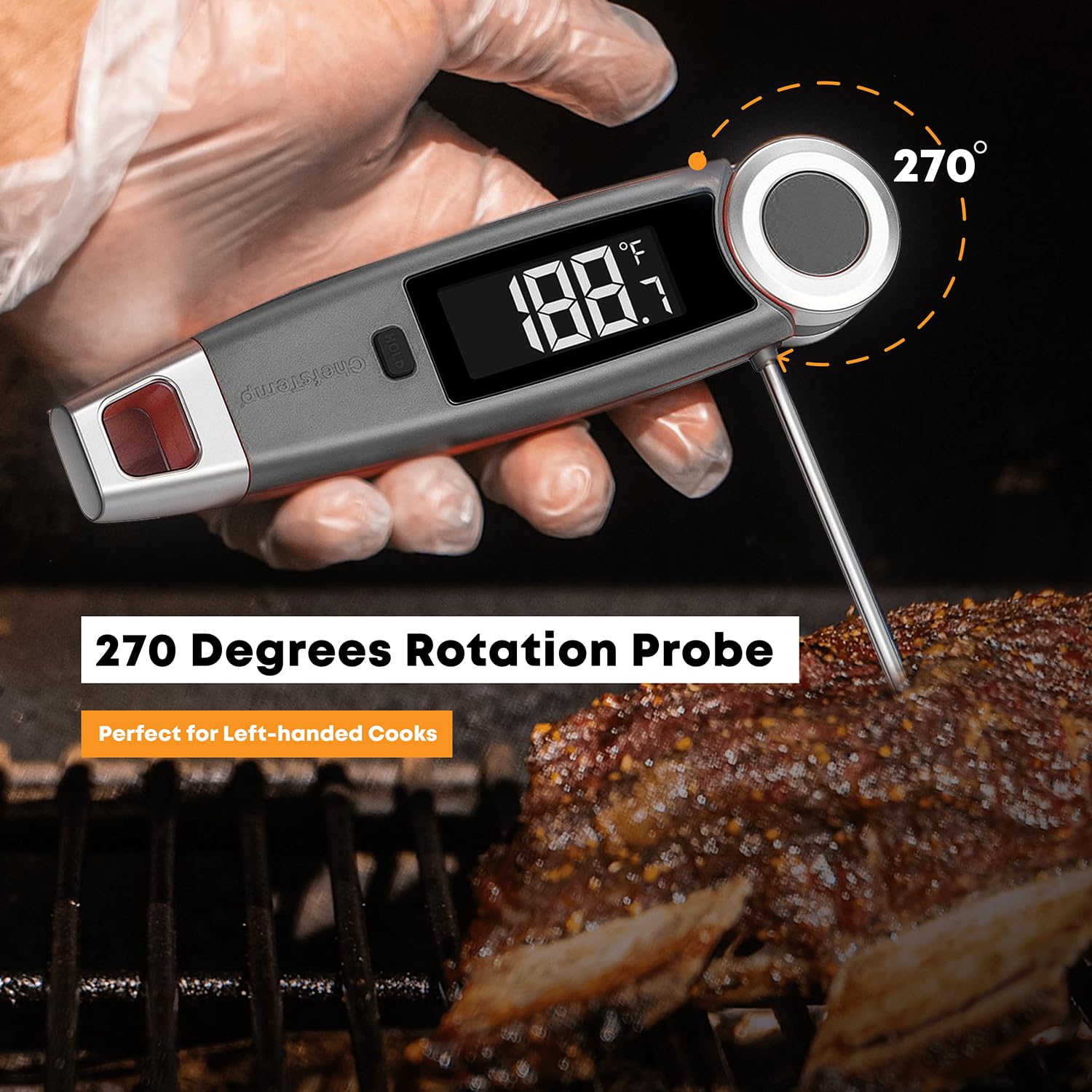 ChefsTemp Finaltouch X10 - Termómetro de carne de lectura instantánea de 1 segundo, selecciones de influencer, termómetro digital profesional para cocina, cocina, cocina, parrilla, barbacoa, ahumador