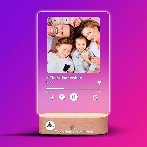 Personalized Acrylic Plaque with Wood Base, Playlist Picture Frame with