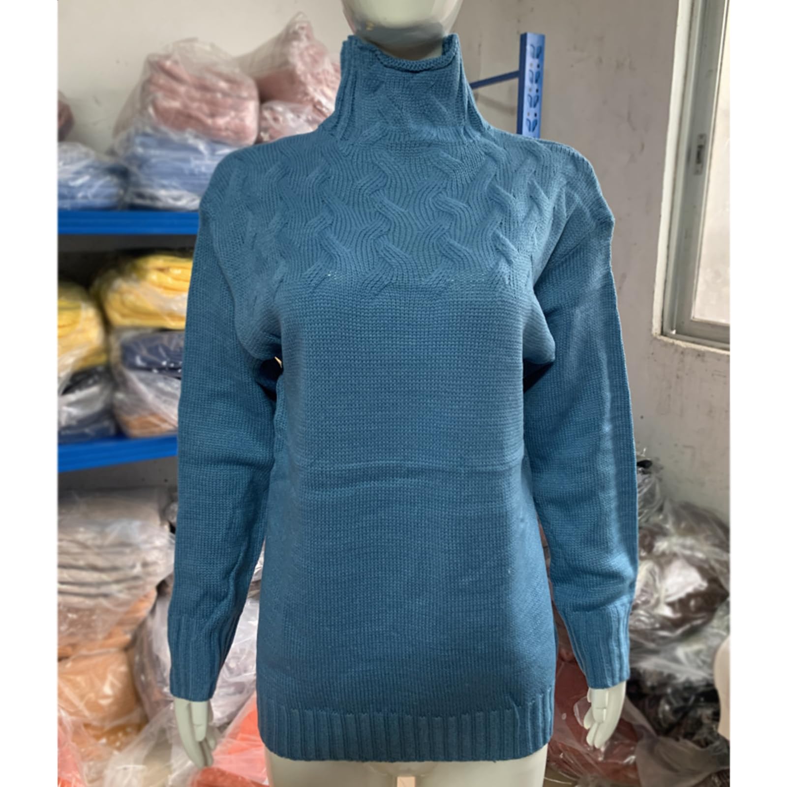 Kaschmir-Pullover mit hohem Halsausschnitt, gemütlicher Strick-Rollkragenpullover, Zopfstrick, Kaschmir-Pullover für Damen, weiche, warme Strickpullover