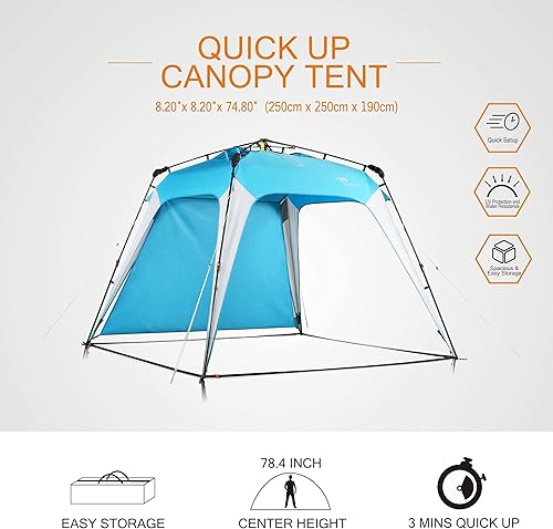 Miniatura 7 de Toldo desplegable de 8.2 x 8.2 pies, toldo para exteriores mejorado 2022, toldo instantáneo plegable portátil, toldo de fácil instalación con 1
