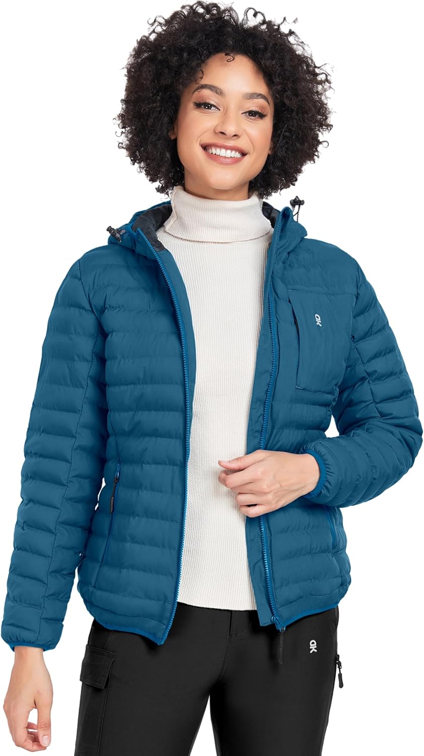 Little Donkey Andy Women's Warm Waterproof Puffer Jacket Hooded Windproof Winter Coat with Recycled Insulation