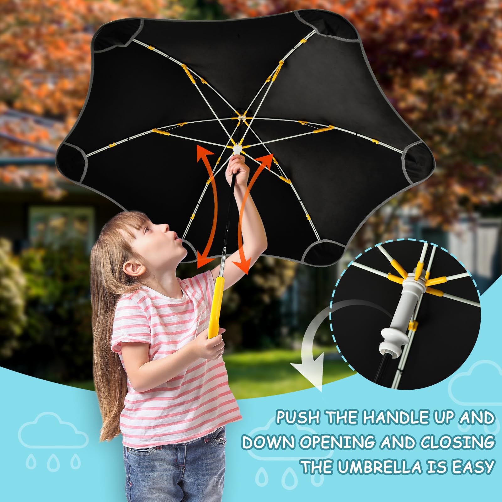 GuoChe Parapluie léger à poignée droite et cadre antirouille