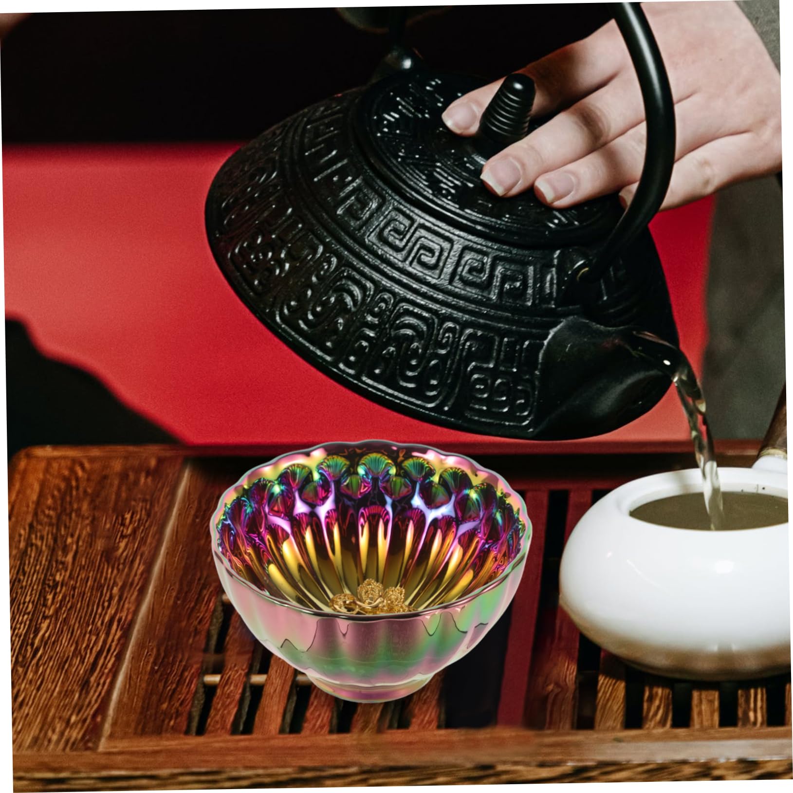 Cabilock 4 Stück Pfauen-Teetasse Kungfu-Teeschale asiatische Teetasse Tee Trinkbecher Teebecher Teeservice Tasse Dekorative Tasse Keramiktasse zum Teetrinken Haushaltsteeserviertasse