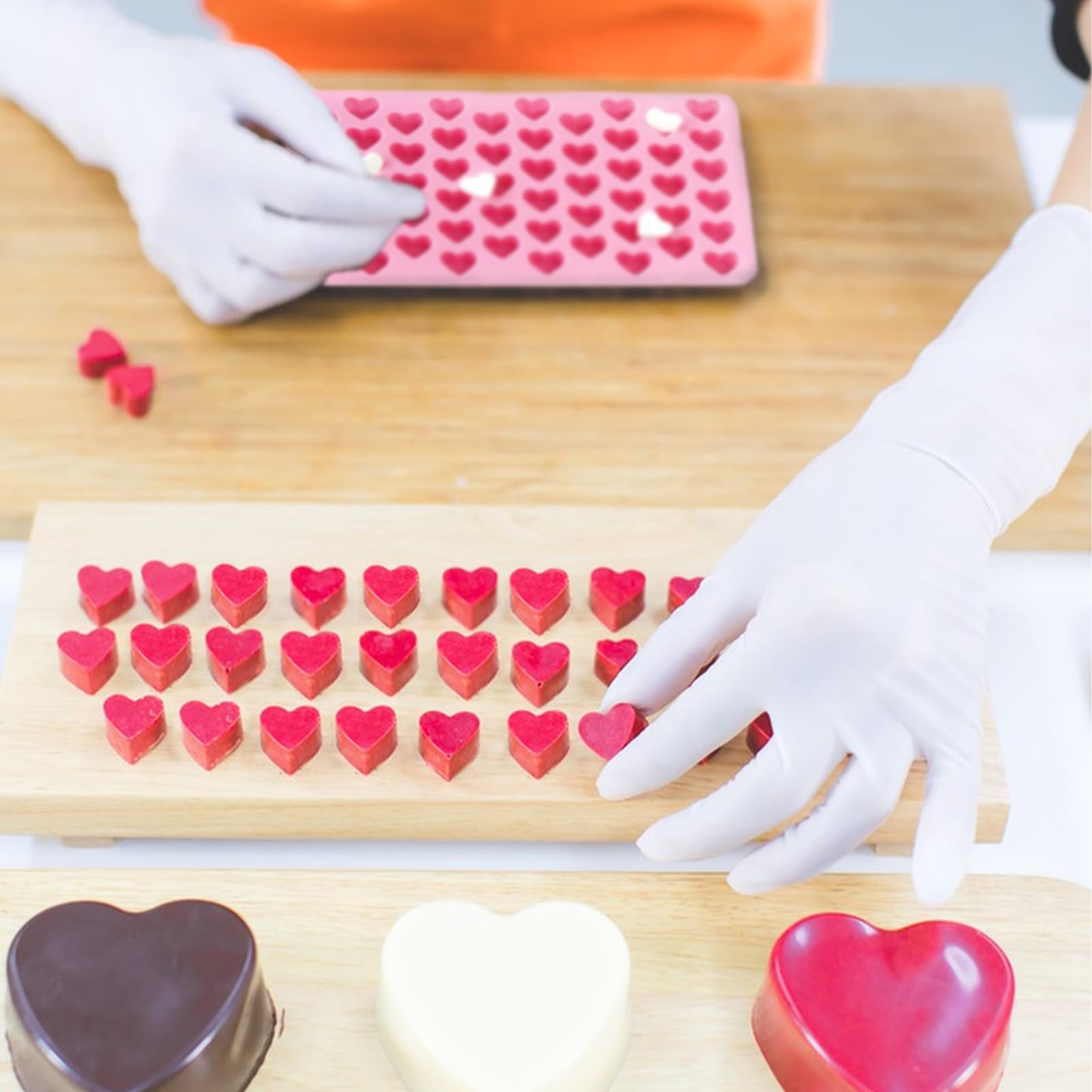 Molde de silicona con forma de corazón, 2 unidades, molde reutilizable para dulces, utilizado para gelatina, golosinas caseras, dulces, chocolate, velas, sellos de laca