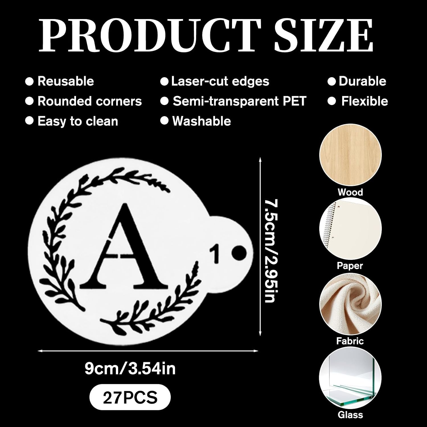 27 PCS Cookie Decorating Stencils Small Letter Stencil for Cookie Royal Icing Cookies Stencil 3 X 3.6 Inch Reusable Alphabet Stencils for Cake Coffee Decorating Baking DIY